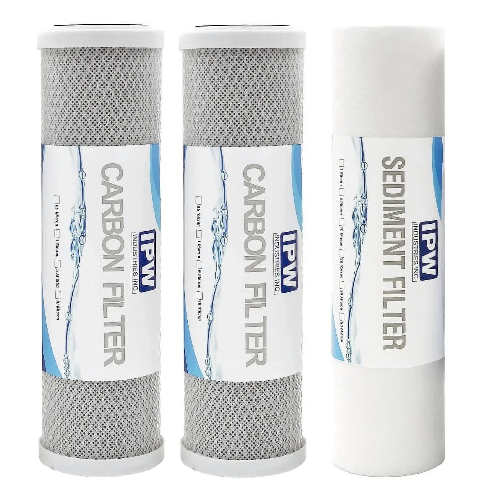IPW Industries Inc. 3-Pack Replacement Filter Kit for Krystal Pure KR15 RO Sizeystem - Includes Carbon Block Filters & Polypropylene Sizeediment Filter