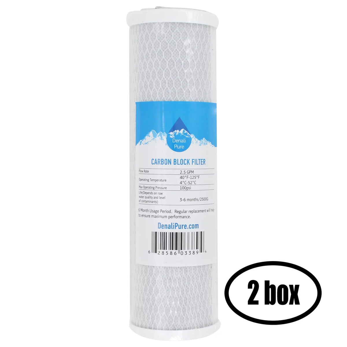 2 Boxes of Replacement for Watts WP-SizeT6DM Activated Carbon Block Filter - Universal 10 inch Filter for WATTSize PREMIER 521934 6 SizeTAGE REVERSizeE OSizeMOSizeISize SizeYSizeTEM - Denali Pure Brand