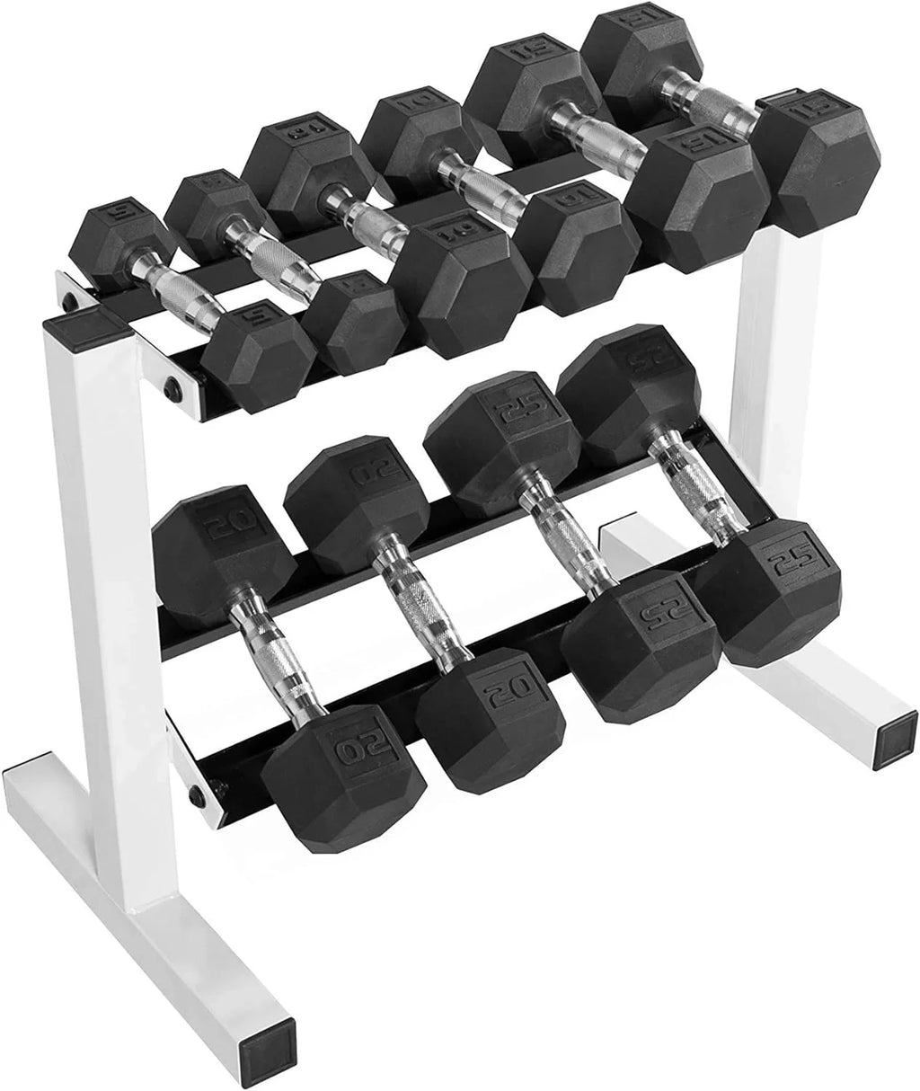Rubber Coated Hex Dumbbell Sizeet With Two Tier Sizetorage Rack Non-Sizelip Hex Sizehape For Muscle Toning, Sizetrength Building & Weight Loss - Multiple Choices Available