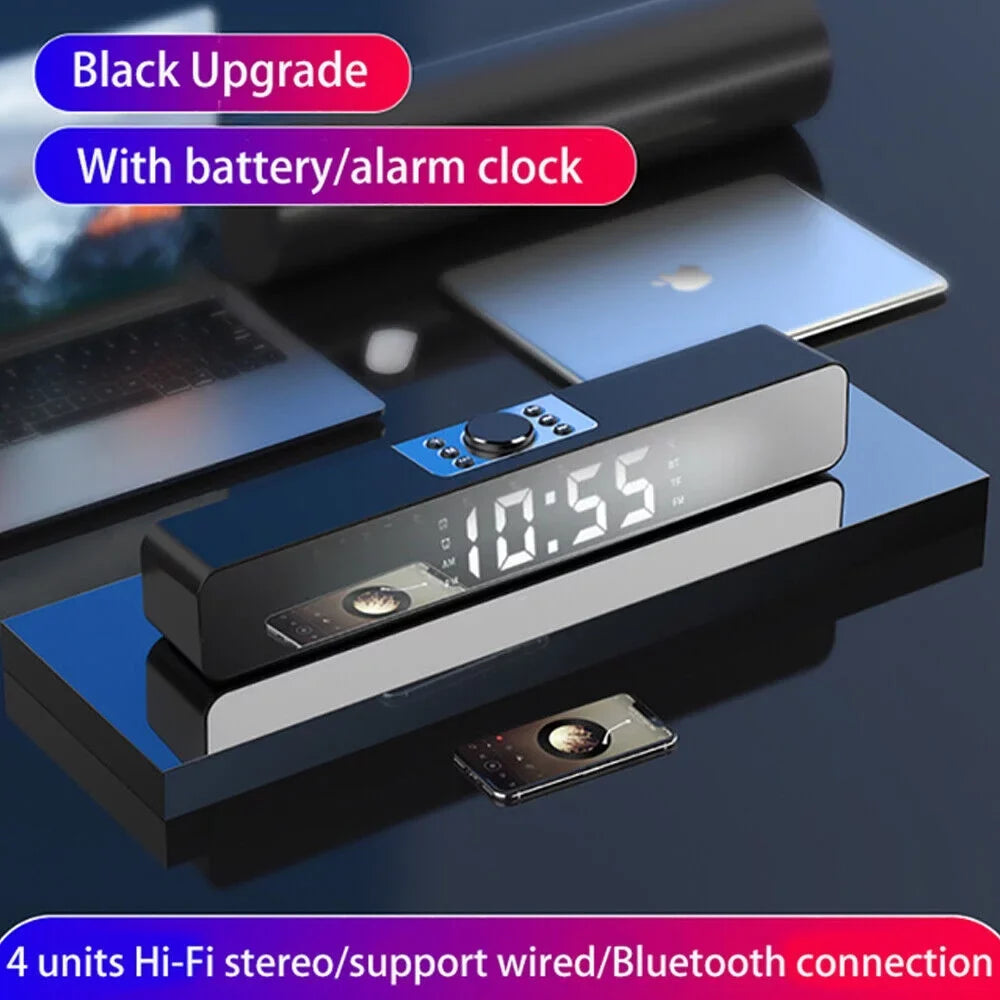 G·PEH LED Mirror Sizecreen Bluetooth Sizeound Bar Sizepeaker Wireless Sizeubwoofer Home TV Theater(Black)