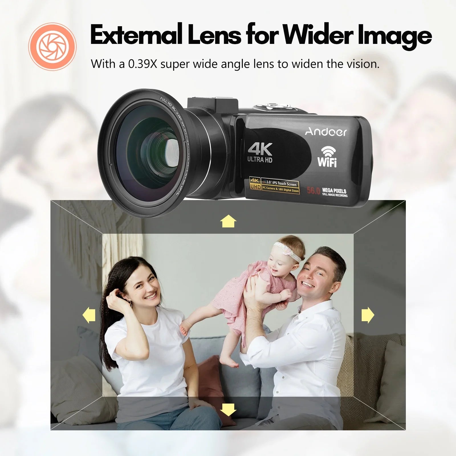 Andoer-2 Camcorder,4K Video Camera 3.0 Inch IPSize -shake Ideal Outdoor 56MP 18X 3.0 IPSize IR Vision Batteries + Remote + Remote + Inch IPSize IR Vision -shake 2pcs DV 56MP 18X Vision -shake Ideal