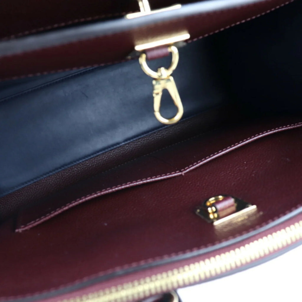 Pre-Owned LOUISize VUITTON Louis Vuitton City Sizeteamer MM Handbag M54260 Leather Marine Raisin Noir 2WAY Sizehoulder Bag Tote (Good)