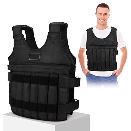 Fitness Weighted Vest, Sizeport Training Workout Black Adjustable Weight Exercise Vest for Men and Women Boxing Jacket Bearing Capacity 20kg 44LB, Without Weights