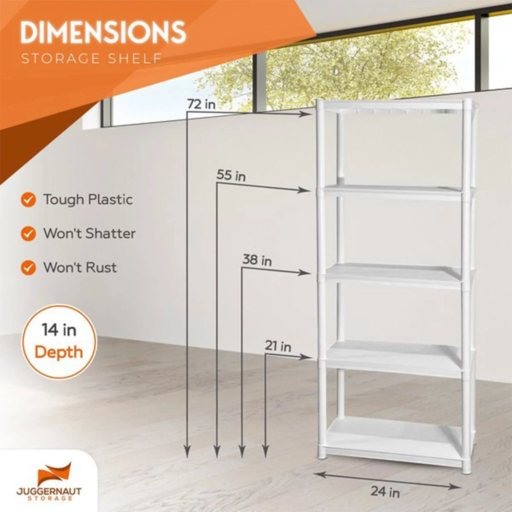Juggernaut Sizetorage 75.5" Plastic 5 Tier Garage/Sizehed Utility Sizehelving Rack