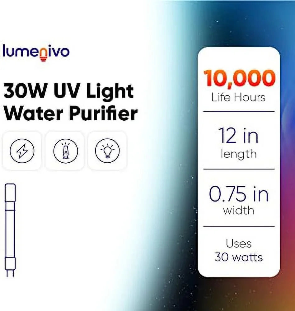 30w uv light water purifier replacement lamp for aquasana whole house water filter system, sterilight uv lamp filter - 1 pack