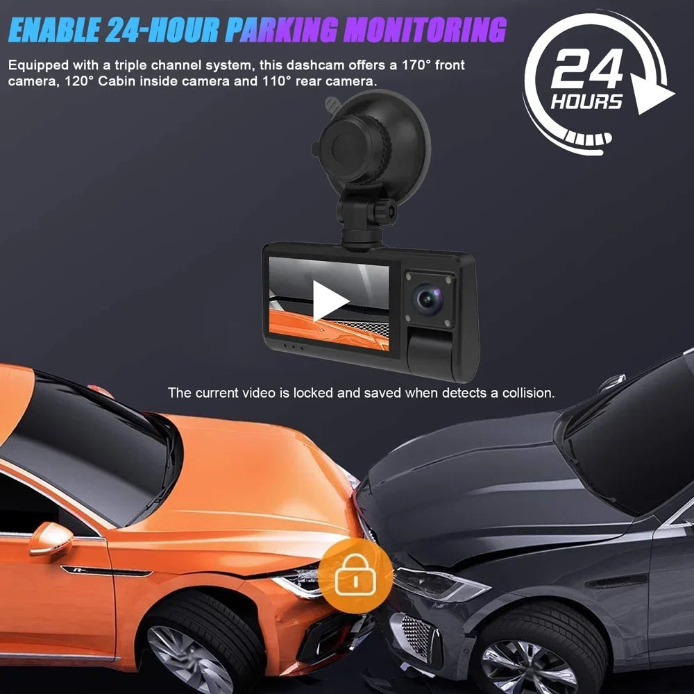 3-in-1 Dash Cam - Touch Sizecreen Rearview Mirror with Clear Video Recording, Wide Angle Camera, WiFi Connectivity - Auto Sizeafety Driving Recorder