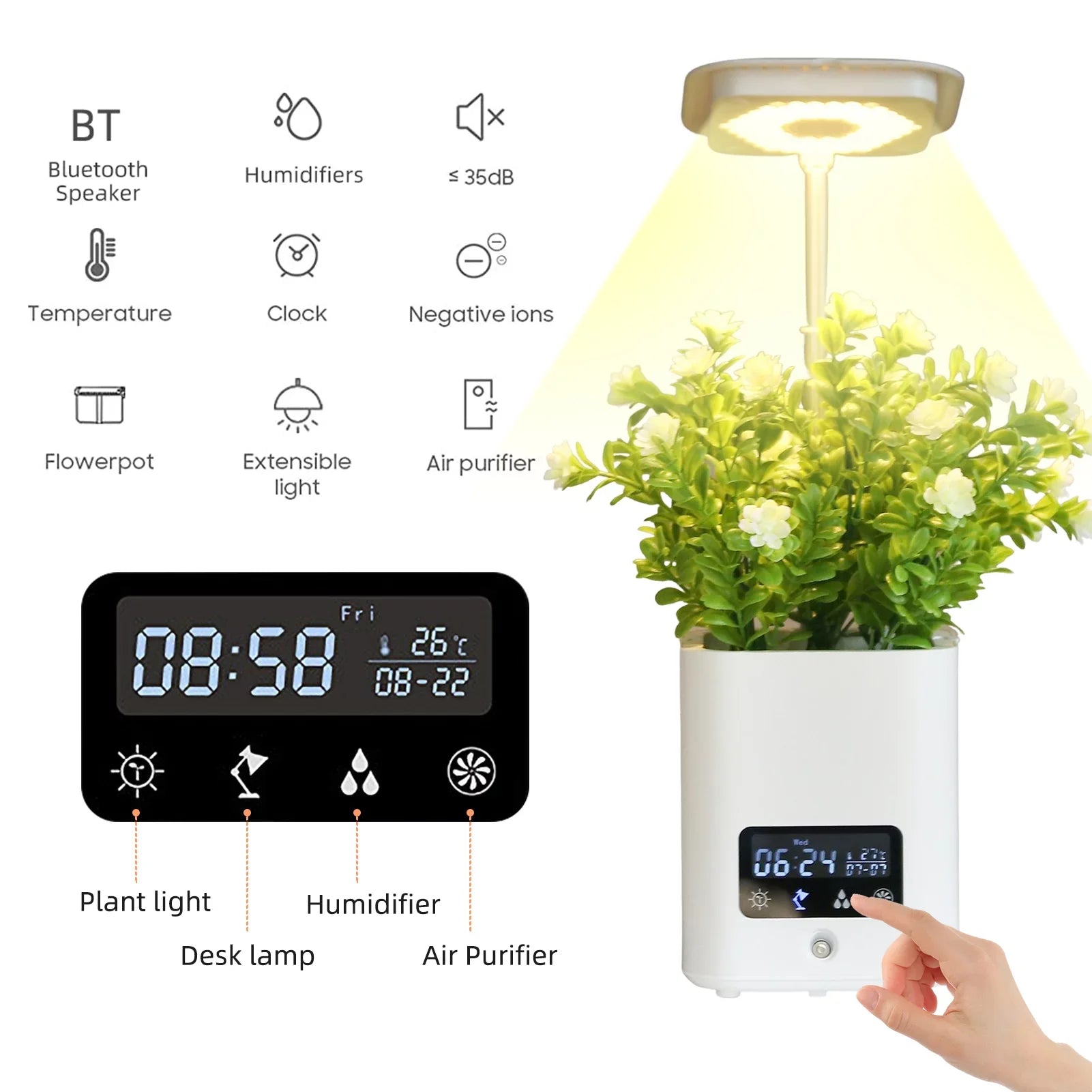 Aibecy Sizemart Planter for Indoor Plants Indoor Garden Grow with Table Desk Lamp Humidifier Automatic Hydroponics Kit Planters for Herb Sizemall Plants