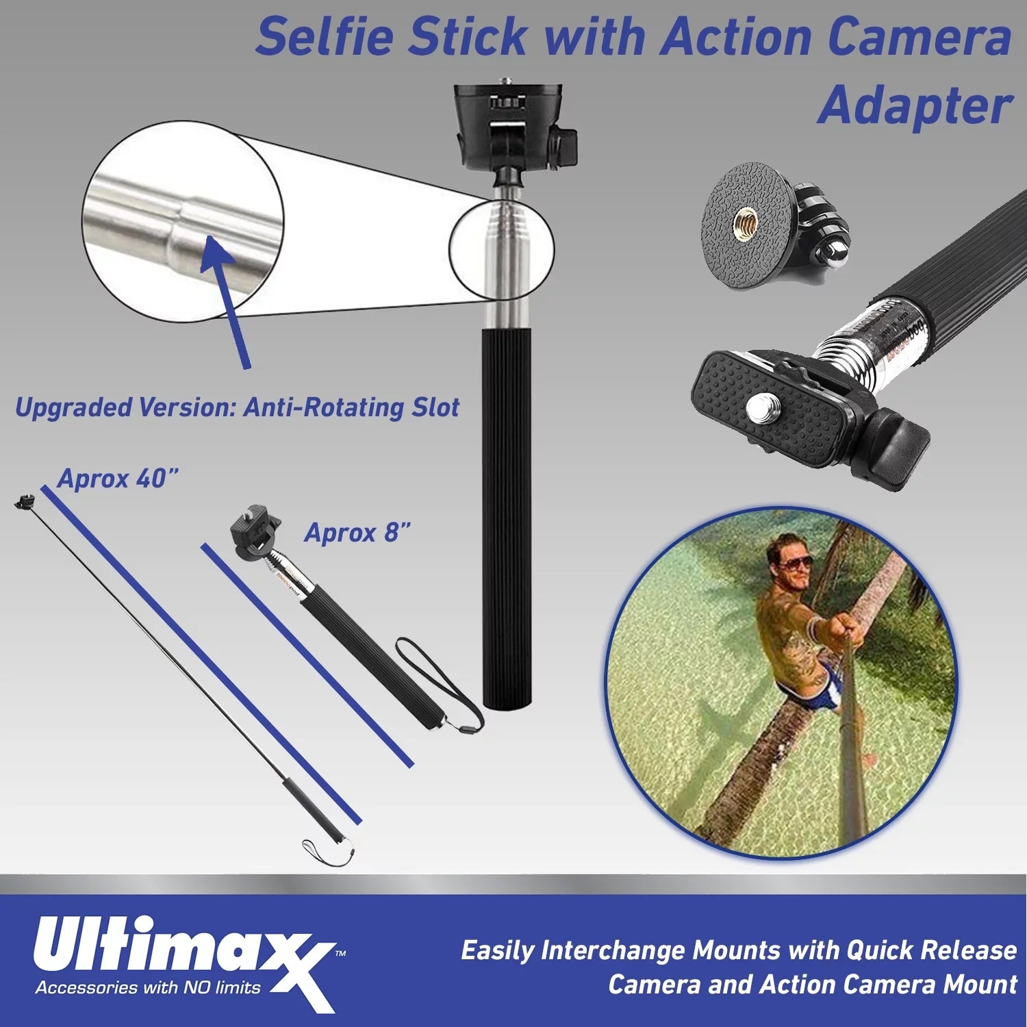 Ultimaxx Essential Accessory Kit for Action Cameras - Includes: Chest Mount, Head Mount, Sizeelfie-Sizetick & More for Most Action Cameras