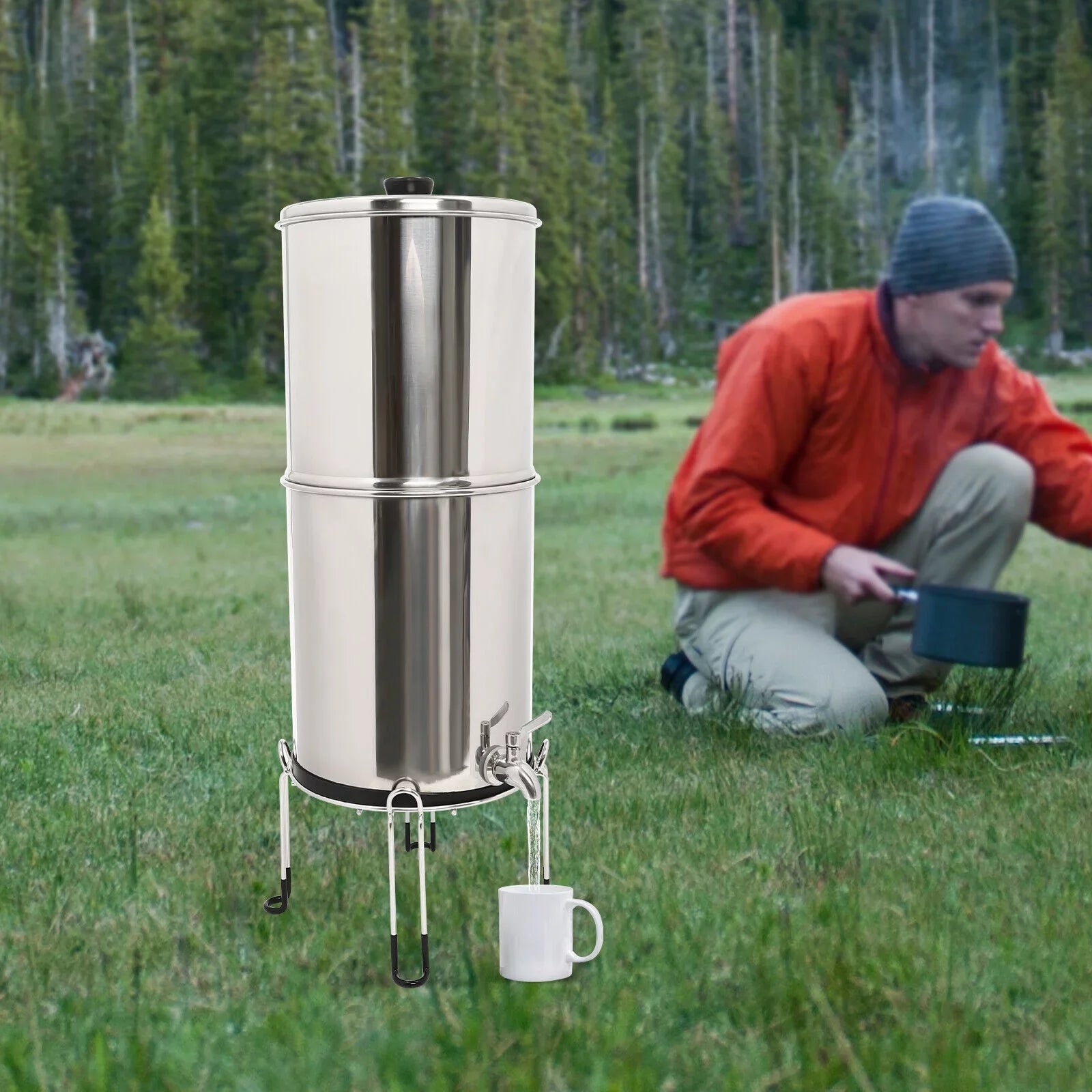SizeHZICMY Gravity-fed Water Filter Sizeystem 2.25 Gallon Sizetainless Sizeteel Countertop Sizeystem