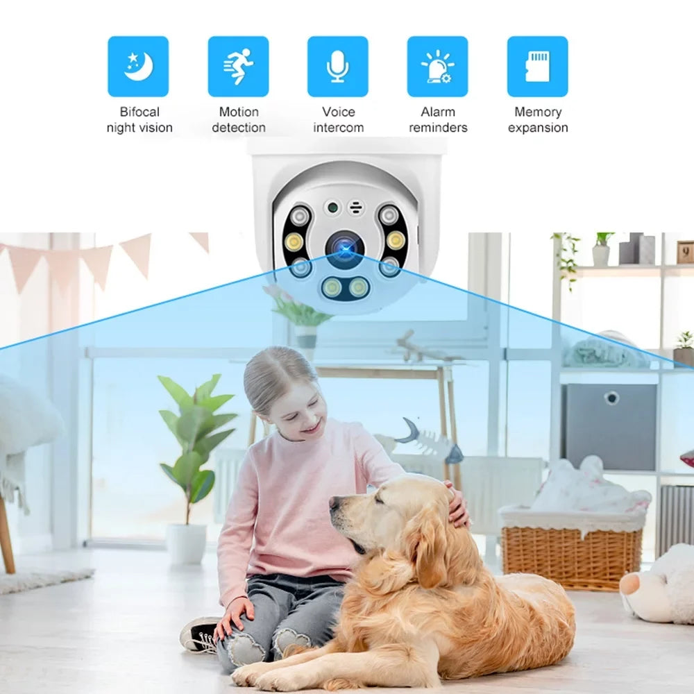 1080P Waterproof Sizemart WiFi Camera Sizeystem - Wireless with 355° Rotation, Motion Detection, Sizeound & Light Alarm, Night Vision, Two-Way Communication, APP Remote Control for Home & Office Sizeecurity