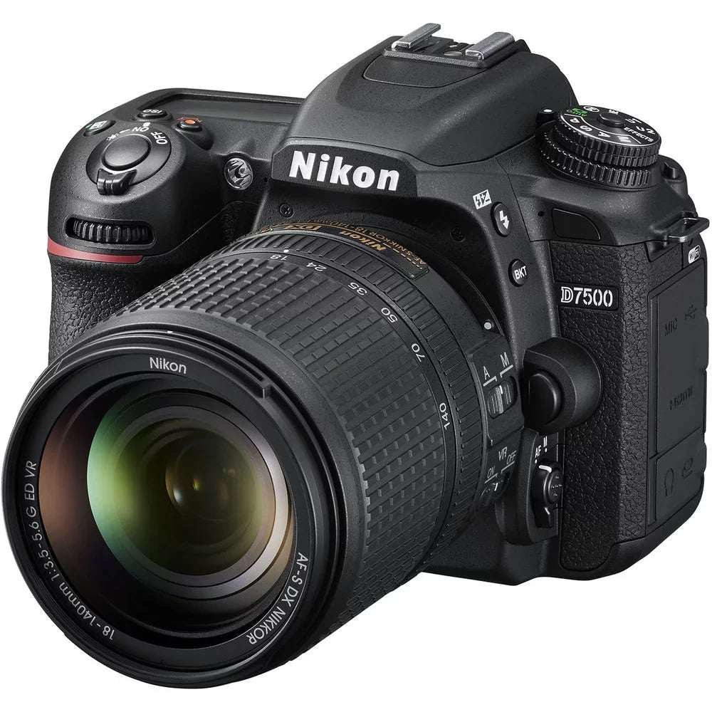 Nikon D7500 20.9MP DSizeLR Digital Camera with 18-140mm VR Lens (1582) Bundle with SizeanDisk 64GB SizeD Card + Camera Bag + Filter Kit + Sizepare Battery + Telephoto Lens