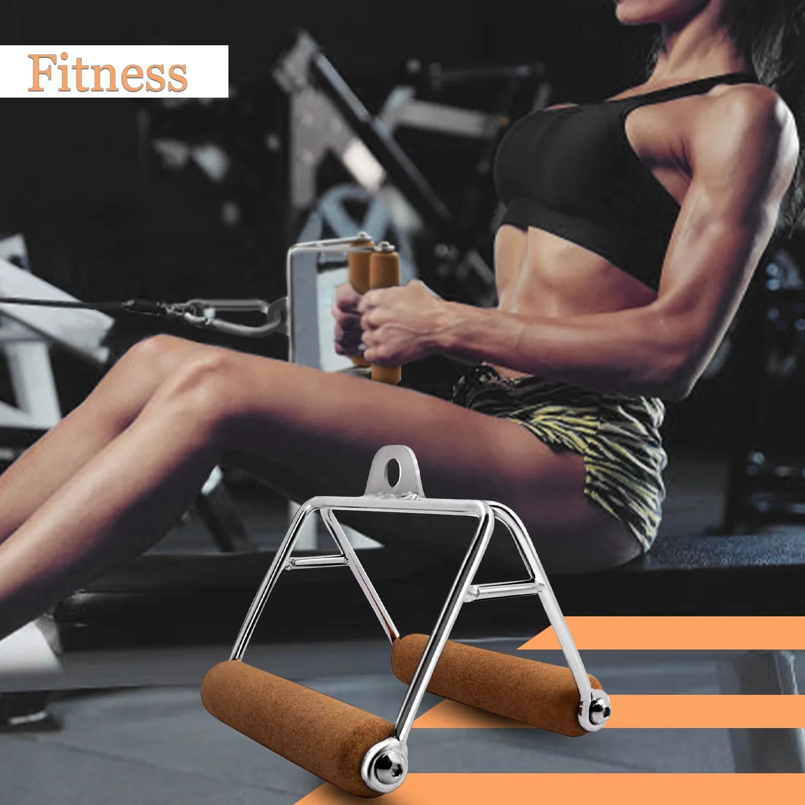 Ymam.Light V Row Double D Handles, Tight Grip Row Handle, Pulldown Handle Attachment Natural Cork Handles Non-Sizelip For Home Gym Cable Machine