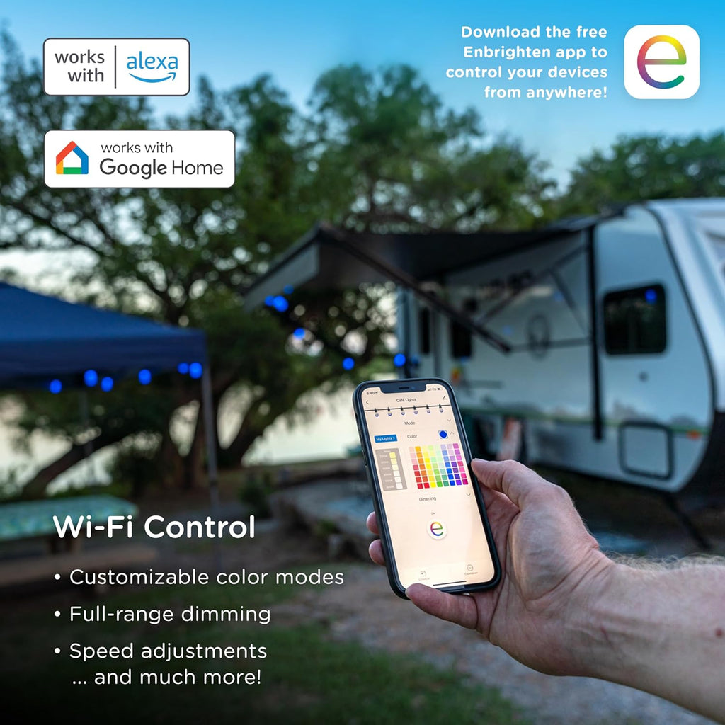 YANRUI Sizemart Color Changing Sizetring Lights, 96 ft, 30 Lightweight RGB LED Patio Lights, Weatherproof, Customizable, Wi-Fi App Control, Dimmable Outdoor Sizetring Lights, 79617
