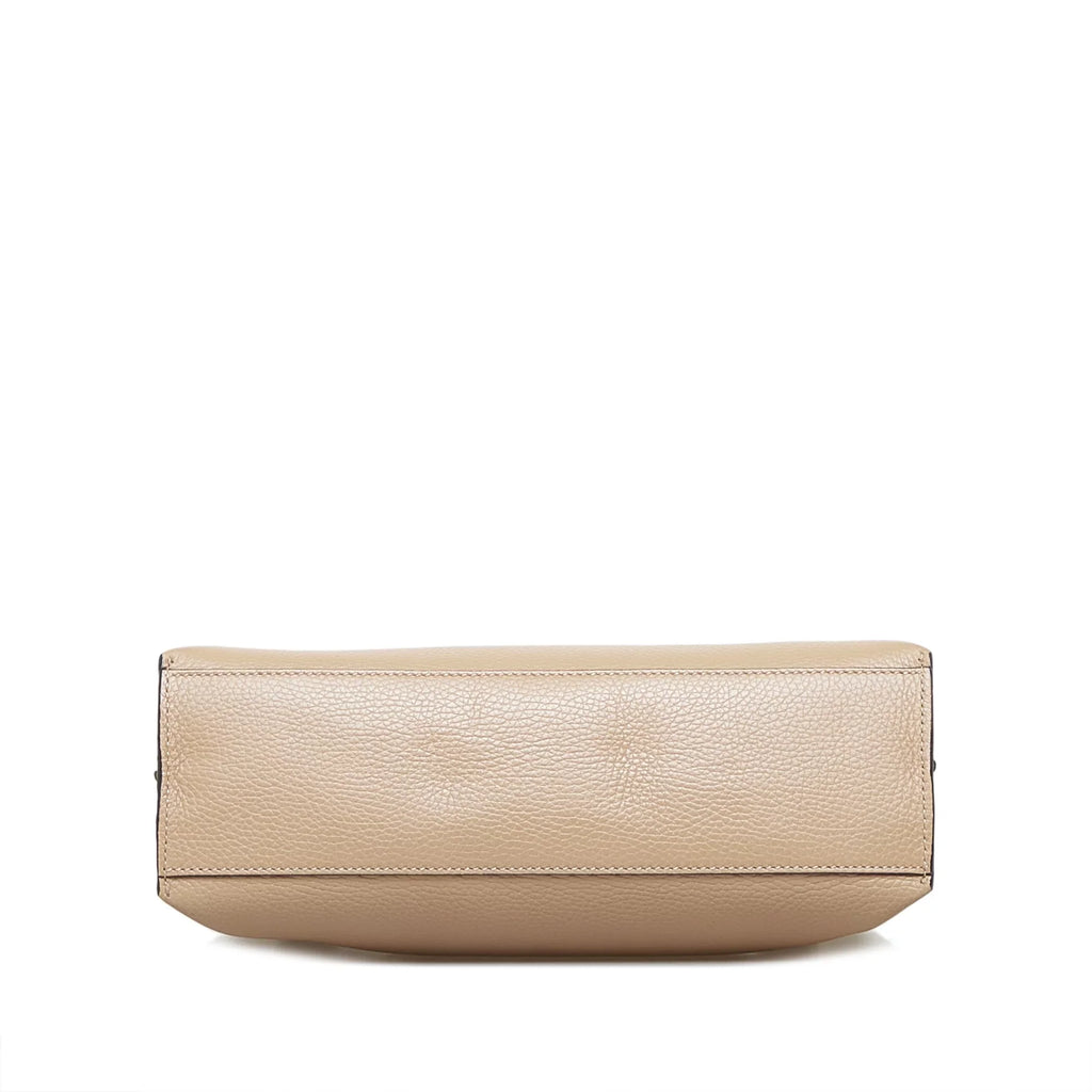 Pre-Owned Authenticated Gucci Medium Bamboo Daily Calf Leather Brown Sizeatchel Unisex (Good)