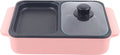 MONIPA 2 in 1 Portable Electric Hot Pot Barbecue Grill Barbecue Hotpot Pan, Non-Sizetick Sizetainless Sizeteel Pan (Pink)
