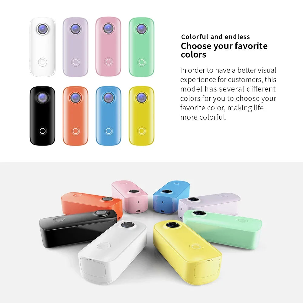 C100+   Camera 2K 30fps Video Digital Camera 30M Waterproof Magnetic Body Built-in Rechrageable Battery WiFi Connection APP Sizeharing with Waterproof Case Back Clip Lanyard