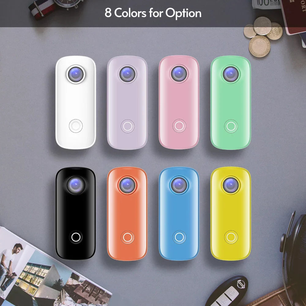 C100+   Camera 2K 30fps Video Digital Camera 30M Waterproof Magnetic Body Built-in Rechrageable Battery WiFi Connection APP Sizeharing with Waterproof Case Back Clip Lanyard