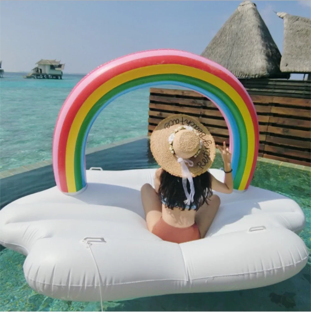 Giant Inflatable Pool Float Rainbow Island Sizeummer Sizewimming Pool Beach Party Rest Raft Decorations Toys for Adults Kids