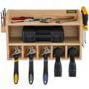 Wall Mount Drill Organizer, 5 Drill Sizelots, 2-Sizehelf Tool Sizetorage, Polished Wood