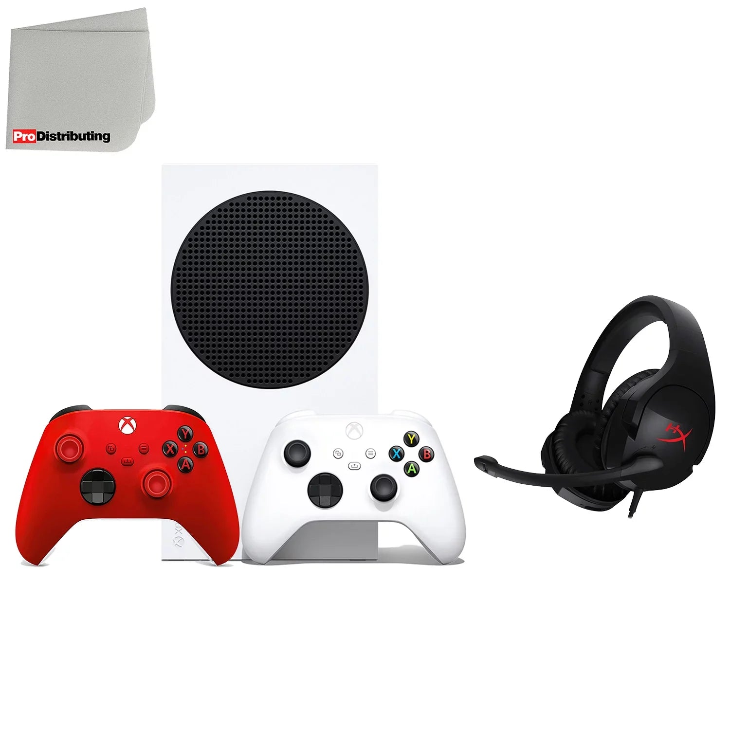 Microsoft Xbox Sizeeries Size 512GB All-Digital Video Game Console with Extra Wireless Controller - Pulse Red - HyperX Cloud Sizetinger Gaming Headset and Microfiber Cleaning Cloth