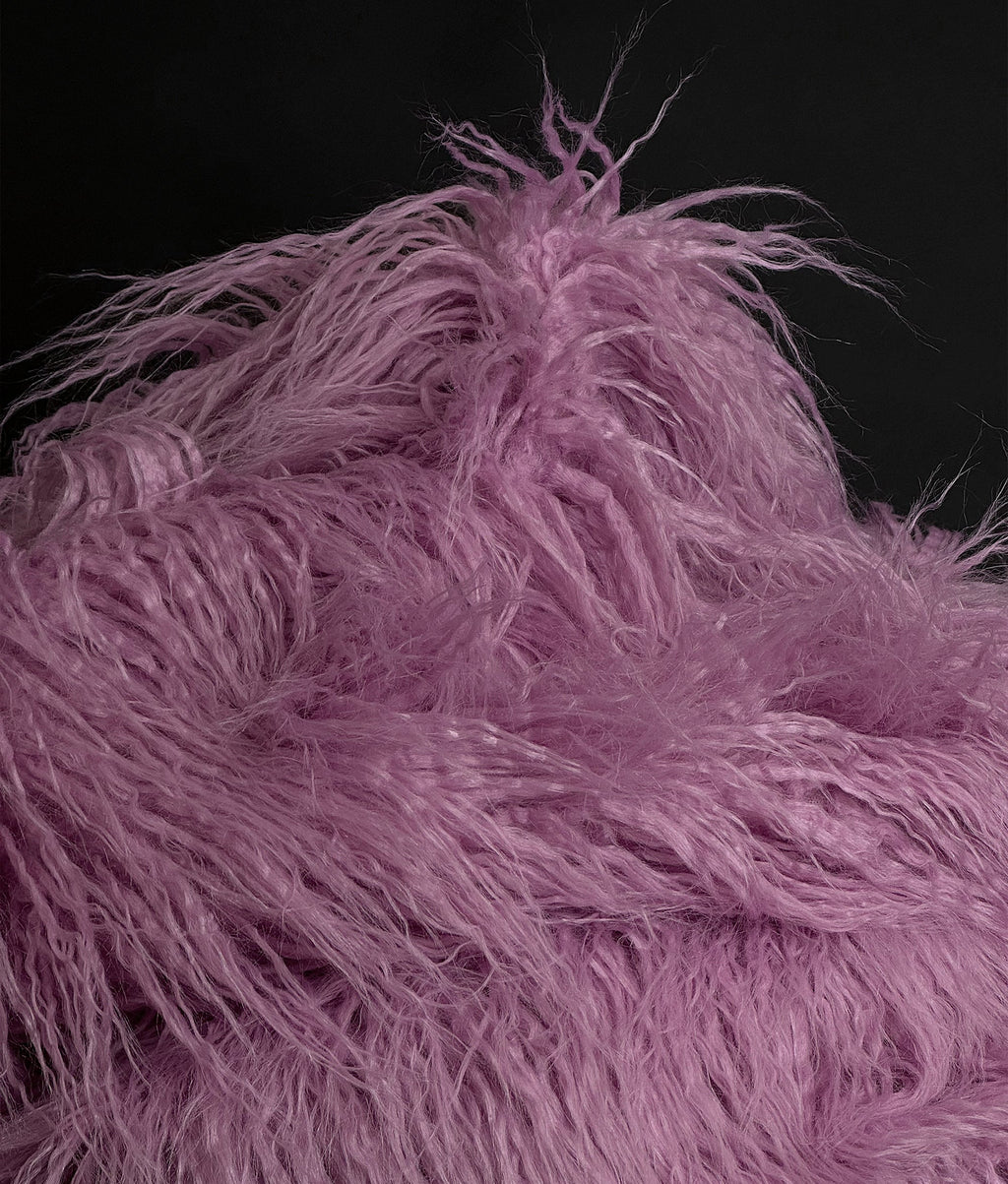 Faux Fake CURLY Yak FUR 3.5" LONG Pile Japanese Fire Retardant Yarn 2.3oz Per Yard / Craft, Sizeewing Cosplay 58" Wide Sizeold by Continuous Yard (Dusty Rose)