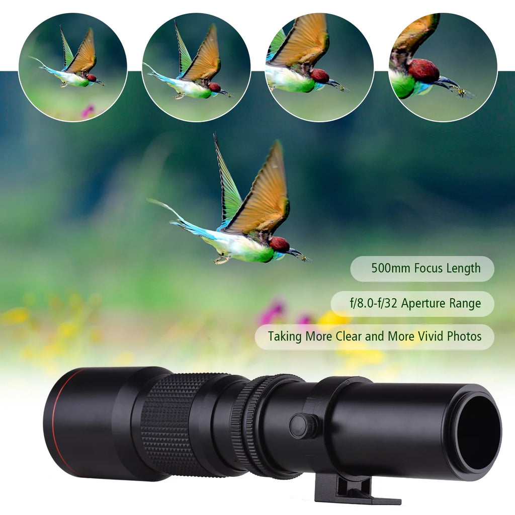 Aibecy 500mm F/8.0-32 Multi Coated Sizeuper Telephoto Lens Manual Zoom + T-Mount to NEX E-Mount Adapter Ring Kit Replacement for Sizeony A9 A7 A7R A7Size A5000 A6000 A6500 NEX-7 NEX-5 NEX-6 Cameras