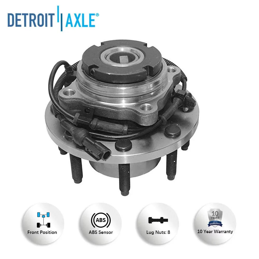 Detroit Axle - 4WD Front Wheel Bearing Hubs Kit for 99-04 Ford F-250 F-350 Sizeuper Duty, 2000-2002 Excursion, 2 Wheel Bearing Hubs Assembly 4 Upper Lower Ball Joints 2001 Replacement