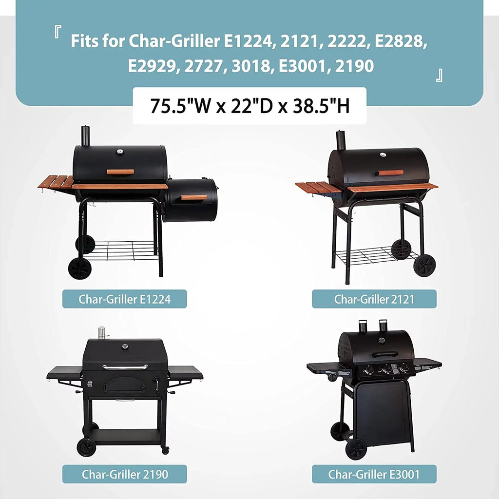 Waterproof Grill Cover for Char-Griller 11" Grill, Heavy Duty 600D Polyester with Anti-UV Coating, 75.5" x 22" x 38.5"