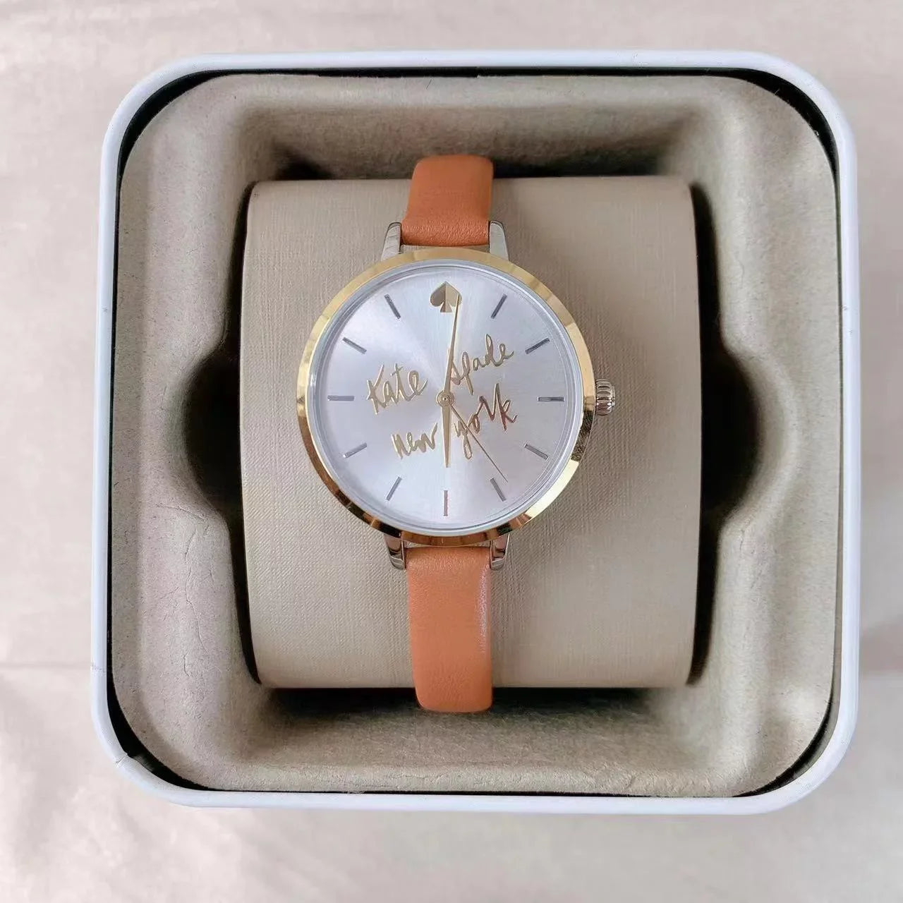 kate spade KSizeW9047 new york metro three-hand brown leather watch