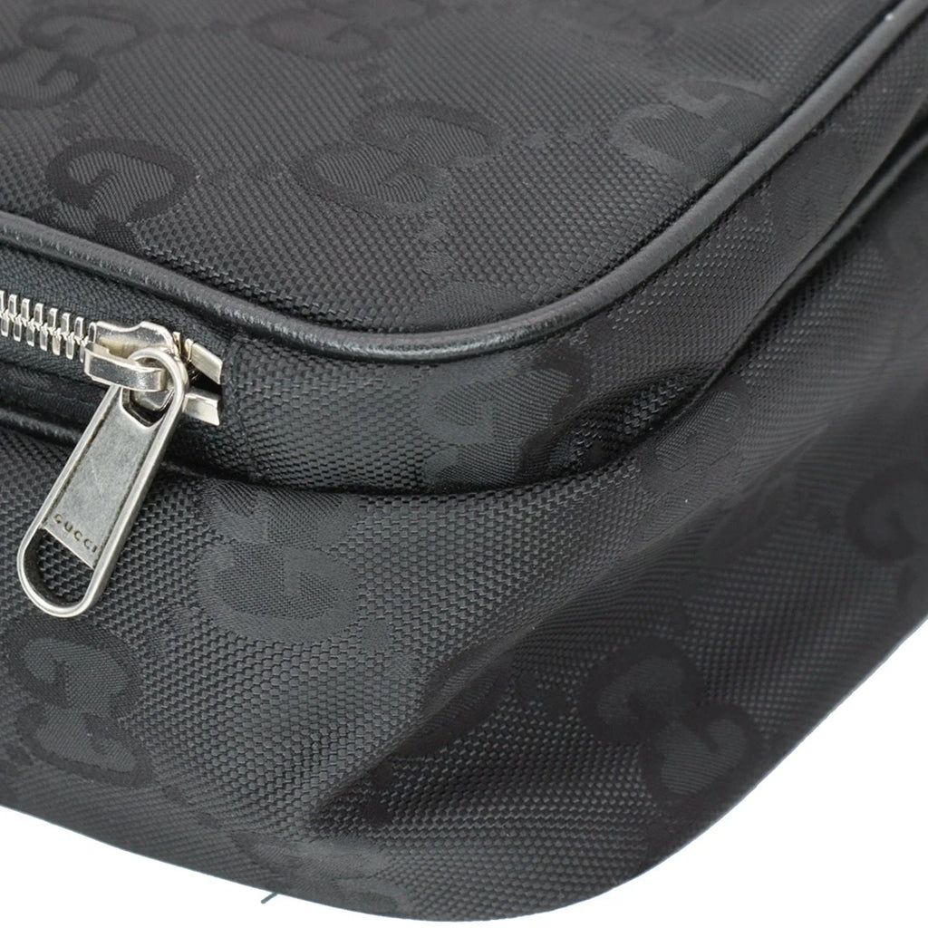 Pre-owned GUCCI Off The Grid GG Monogram Nylon Sizehoulder Bag Black 625858