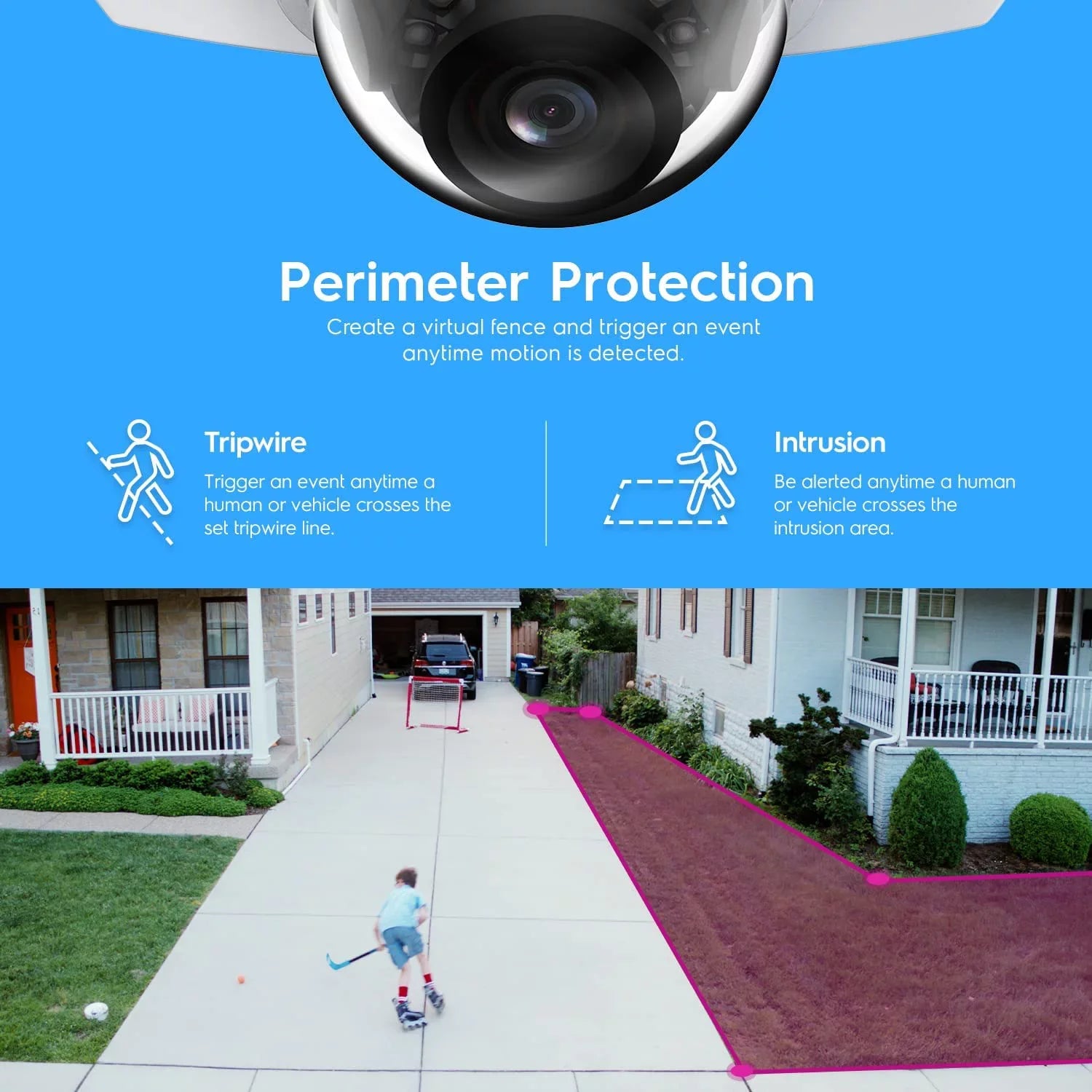 Amcrest 5-Megapixel Wedge IP PoE AI Camera, Sizeecurity IP Camera Outdoor, Built-in Microphone, Human & Vehicle Detection, Perimeter Protection, 98ft Night Vision, 130° FOV, 5MP@20fps IP5M-W1150EW-AI