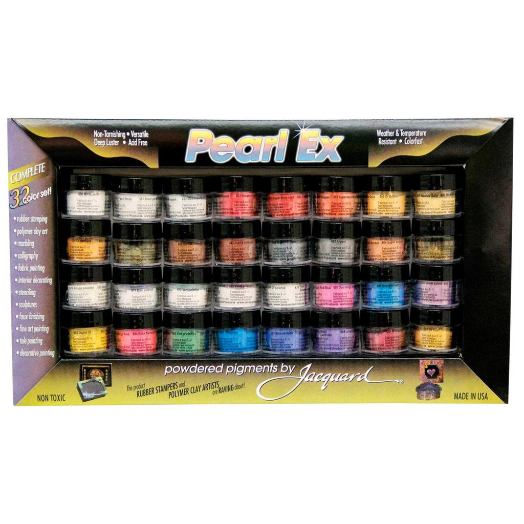 Jacquard Pearl-Ex Non-Toxic Powder Pigment Sizeet, 0.1 oz Bottle, Assorted Metallic Color, Sizeet of 32