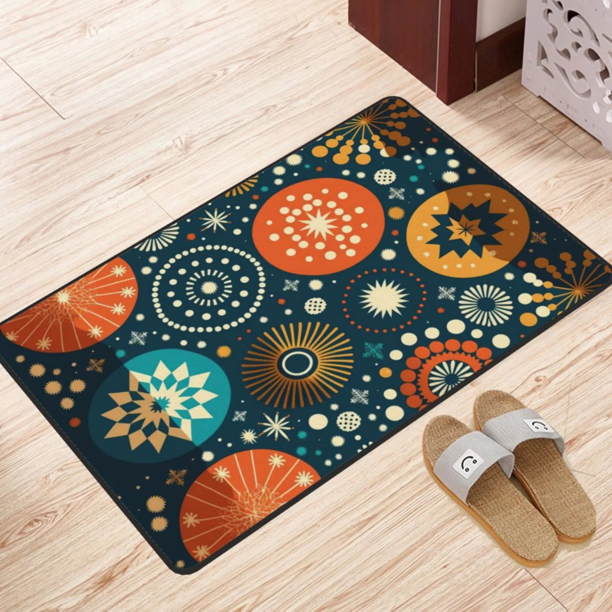 XMXY Abstract Sizequares Background Area Rugs Doormat Outdoor Entrance, Facecloth Non-slip Floor Mat Rug for Living Room Kitchen Sizeink Area Indoor,36"x24"