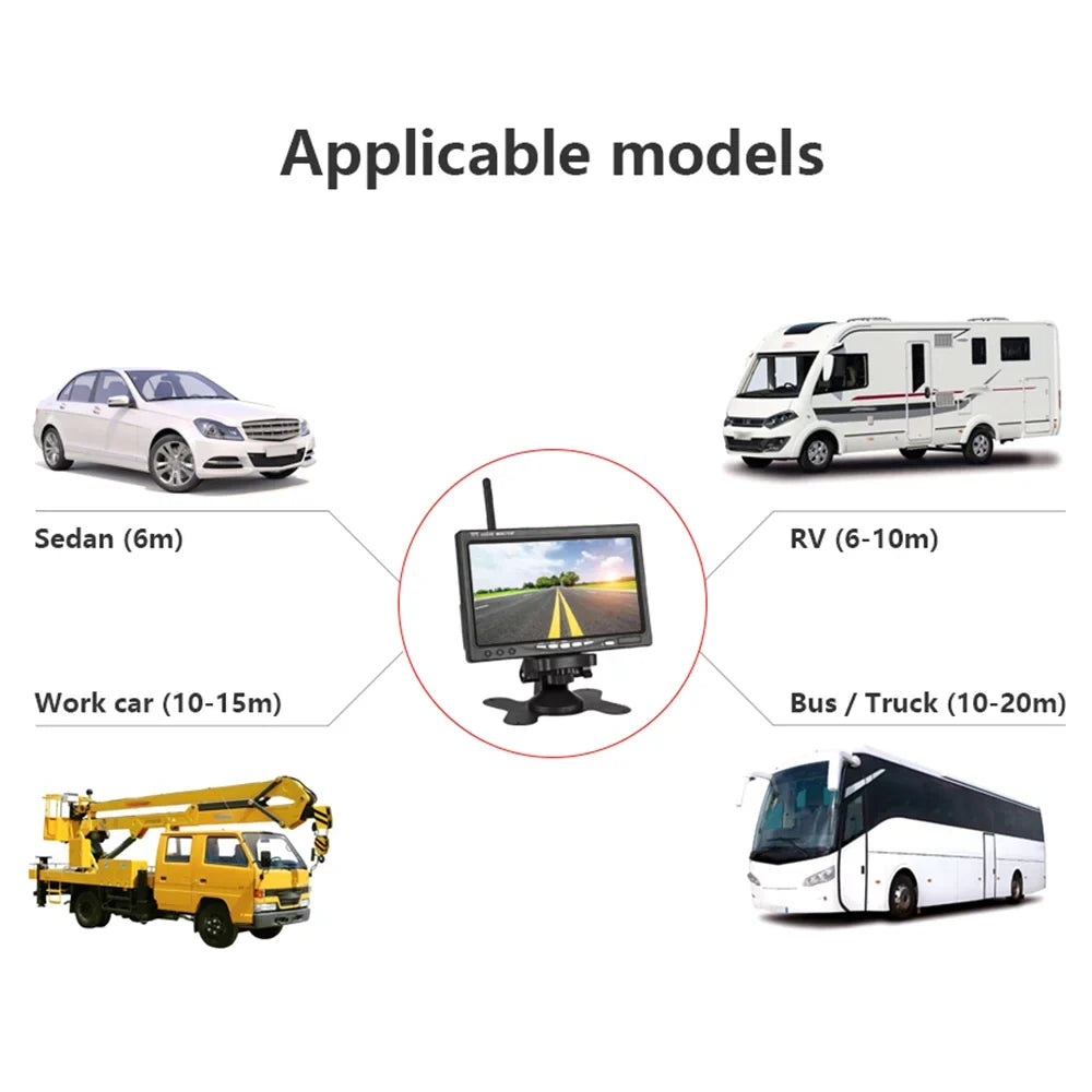 Willstar 7 Inch Car Monitor Car Monitor Wireless Parking Assist Lcd Display Truck Rear Camera Truck Engineering Vehicle Visualizer Car Navigation Front Rear Monitor Night Vision Function