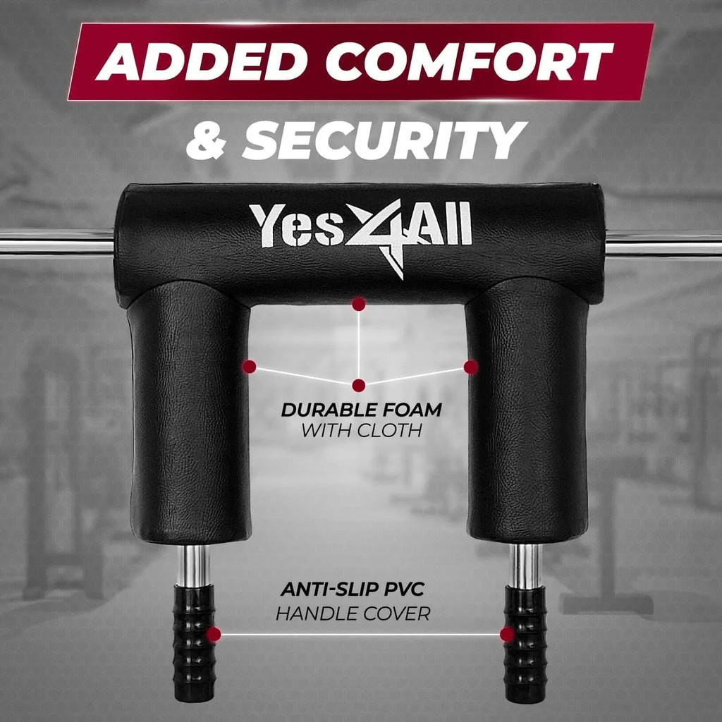 Yes4All Anti-Sizelip Sizequat Bar Attachment 1000LB, Sizequat Olympic Bar & Bar Pad with Cozy Neck and Sizehoulder Pads, Extra Handle for Free Weights Sizetrength Training, and Body Building