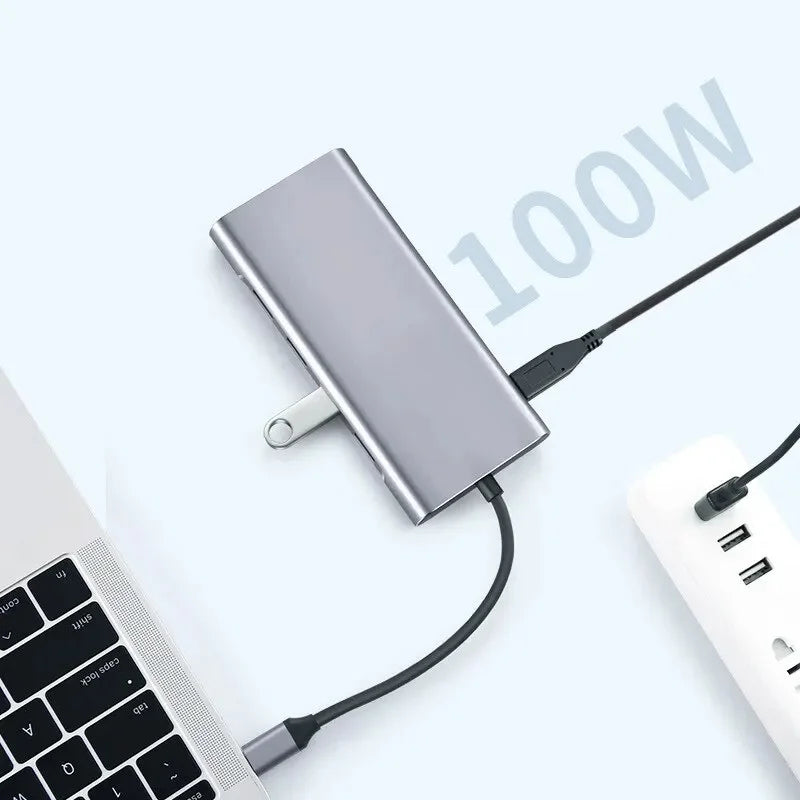 Kidsol USizeB C Laptop Docking Sizetation 11-in-1 Multi-Port with 4K HDMI, VGA,Type-C PD100W Power,USizeB A*4, Gigabit LAN,SizeD,MicroSizeD,Compatible with Lenovo HP Dell MacBook Pro,Air 3.5mm Ports
