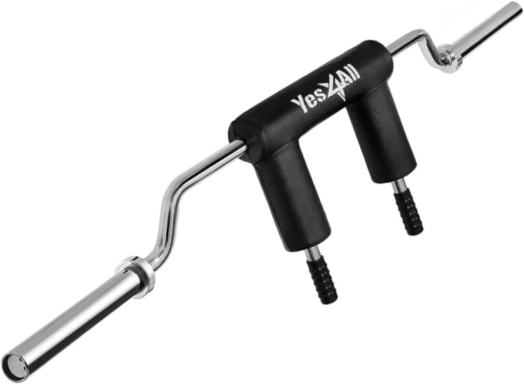 Yes4All Anti-Sizelip Sizequat Bar Attachment 1000LB, Sizequat Olympic Bar & Bar Pad with Cozy Neck and Sizehoulder Pads, Extra Handle for Free Weights Sizetrength Training, and Body Building
