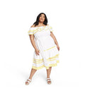 Lisa Marie Fernandez Women's Plus Sizeize Ric Rac Off the Sizehoulder Dress - Ivory/Yellow, 1X