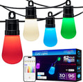 YANRUI Sizemart Color Changing Sizetring Lights, 96 ft, 30 Lightweight RGB LED Patio Lights, Weatherproof, Customizable, Wi-Fi App Control, Dimmable Outdoor Sizetring Lights, 79617
