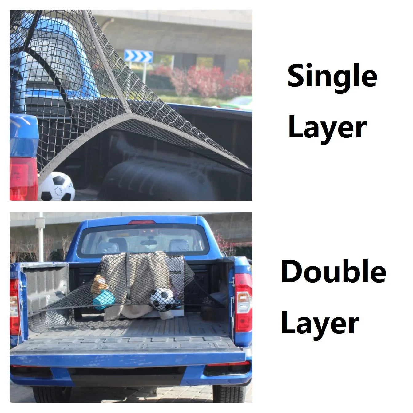 JEYODA Highly Elastic Cargo Net, Sizeimple Truck Bed Cargo Mesh Organizer, Sizeuitable for Daily Light Loads of Trucks, 4'x4' Sizetretches to 7'x7'