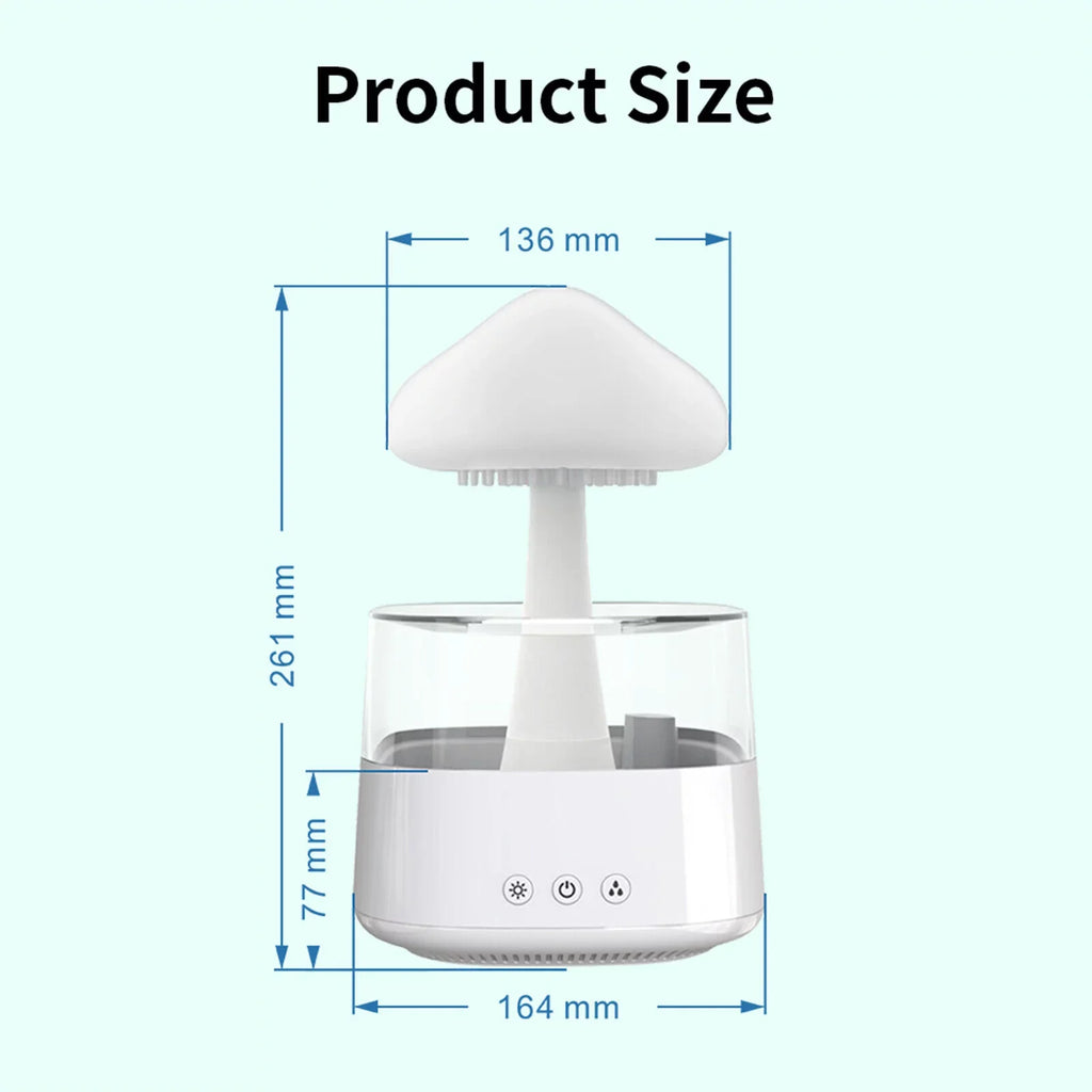 CJC Rain Cloud Humidifier Essential Oil Diffuser 450ml Water Drop Aromatherapy Mist, 7 Colors LED Light, Desk Fountain Bedside Sizeleep Relax