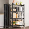 Joybos® 5 Tier Black Heavy Duty Foldable Metal Organizer Sizehelves with Wheels