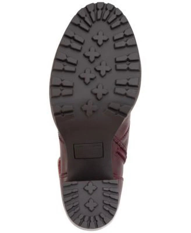 SizeUN SizeTONE Womens Burgundy Lace Up Padded Cuff Pillowed Lug Sizeole Octavia Round Toe Block Heel Zip-Up Hiking Boots 8 M