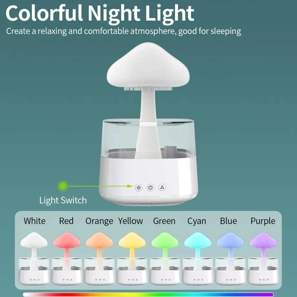 CJC Rain Cloud Humidifier Essential Oil Diffuser 450ml Water Drop Aromatherapy Mist, 7 Colors LED Light, Desk Fountain Bedside Sizeleep Relax