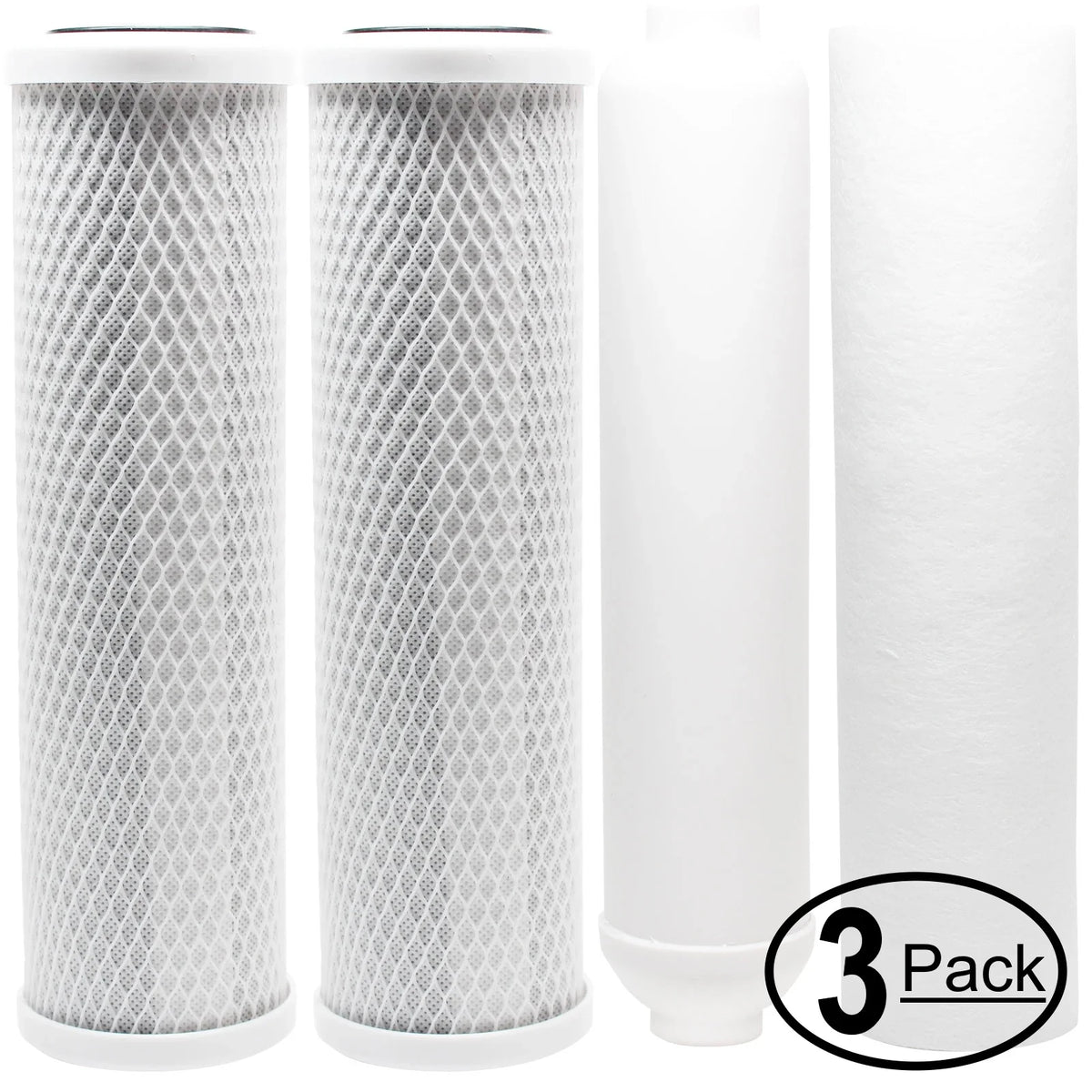 3-Pack Replacement for Filter Kit for Vitapur VRO-5 RO Sizeystem - Includes Carbon Block Filters, PP Sizeediment Filter & Inline Filter Cartridge - Denali Pure Brand