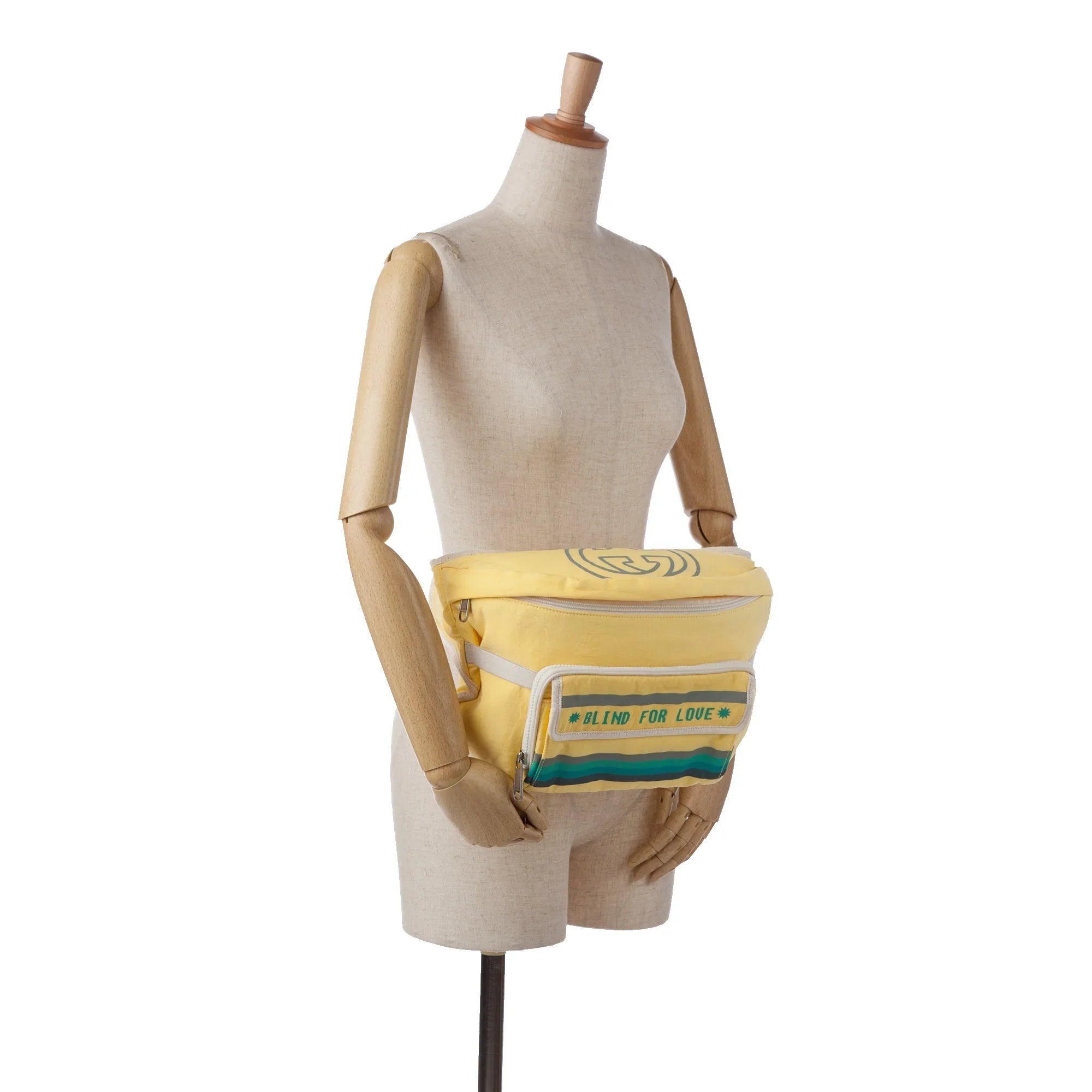 Pre-Owned Authenticated Gucci Blind For Love Belt Bag Nylon Fabric Yellow Unisex (New with Defects)