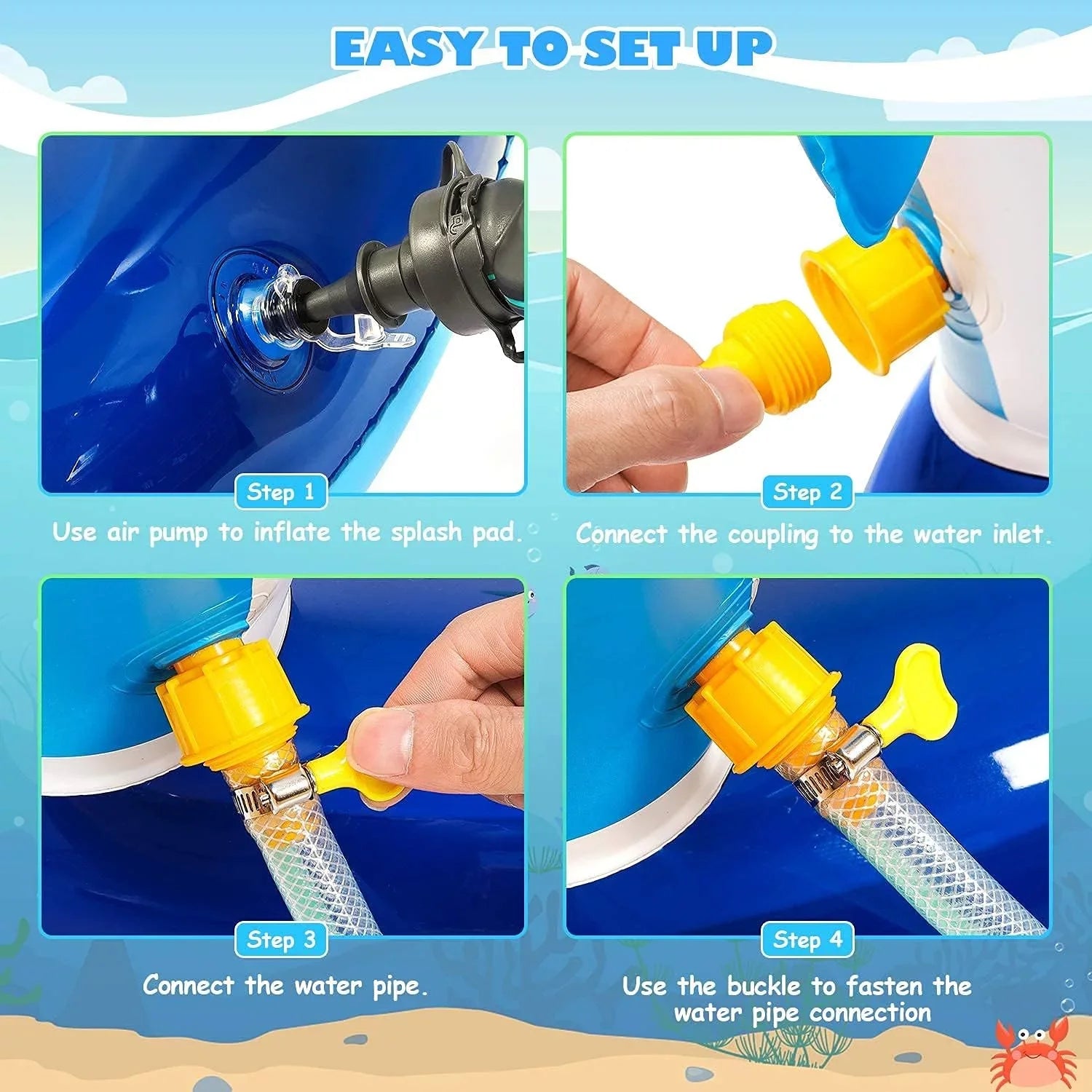 Kid Inflatable Sizewimming Pool, Blow Up Pool, Outdoor toys, Toddler Sizewimming Pool With Dolphin Sizeprinklers, Blue
