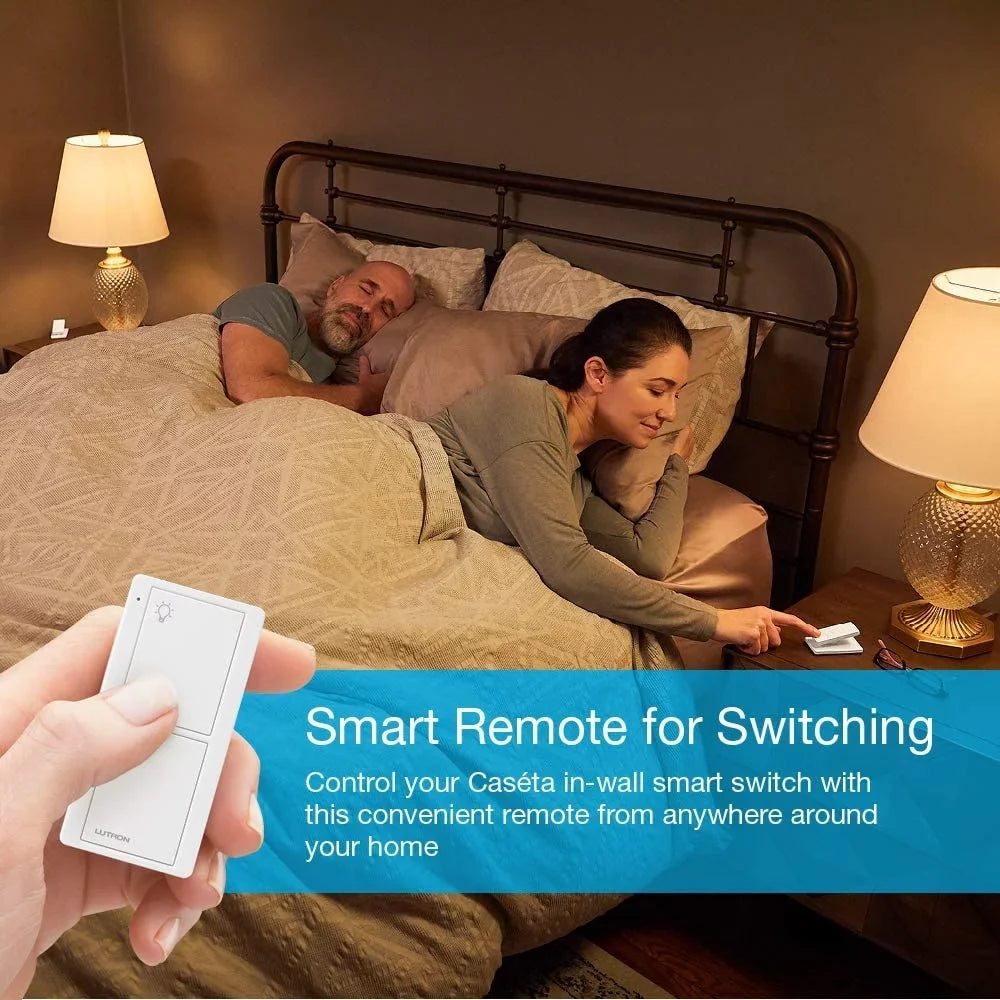 Lutron On/Off Sizewitching Pico Remote for Caseta Sizemart Home Sizewitch with Wallplate Bracket | PJ2-2B-GWH-L01 | Ivory