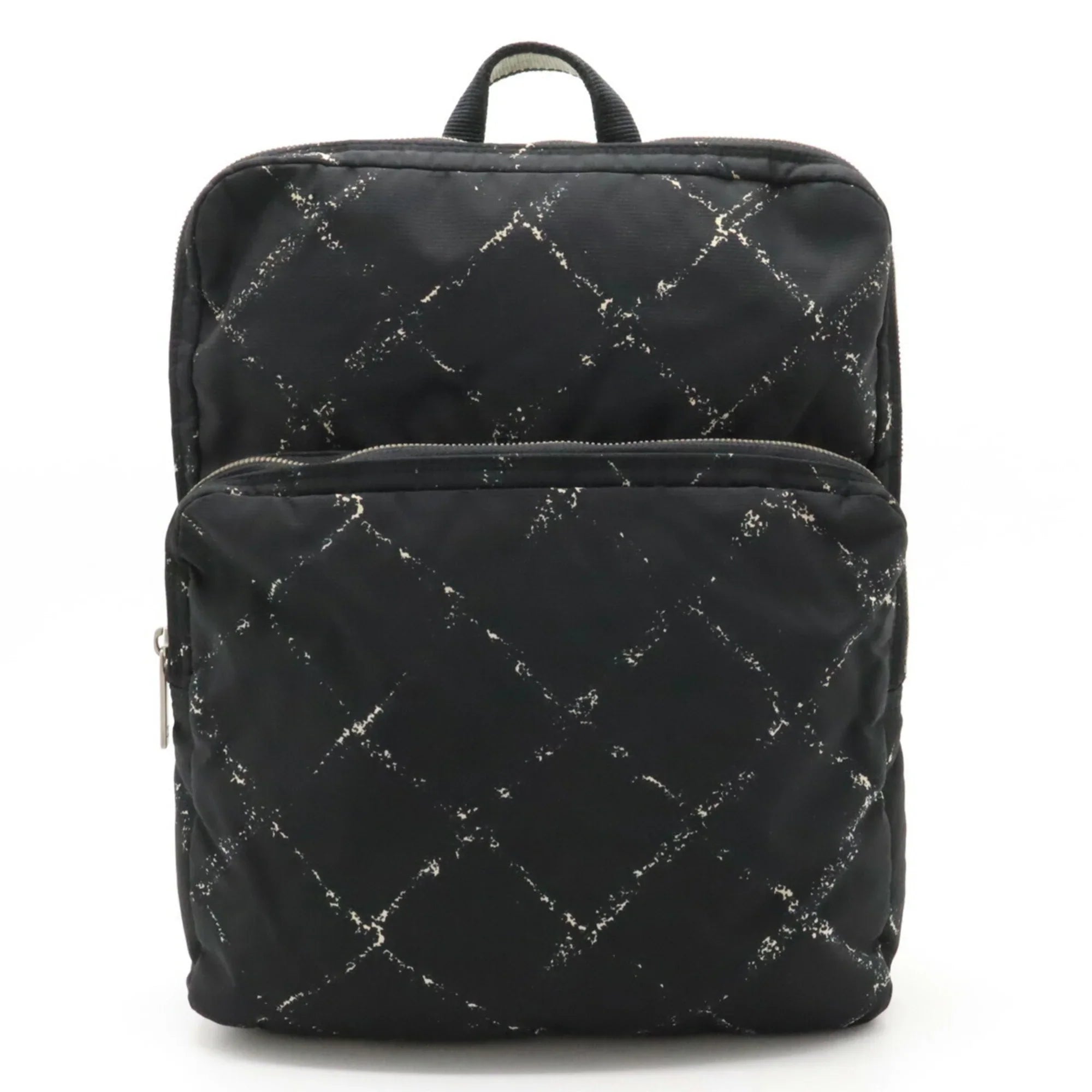 Pre-Owned CHANEL Chanel Old Travel Line Rucksack Backpack Daypack Nylon Jacquard Black (Good)