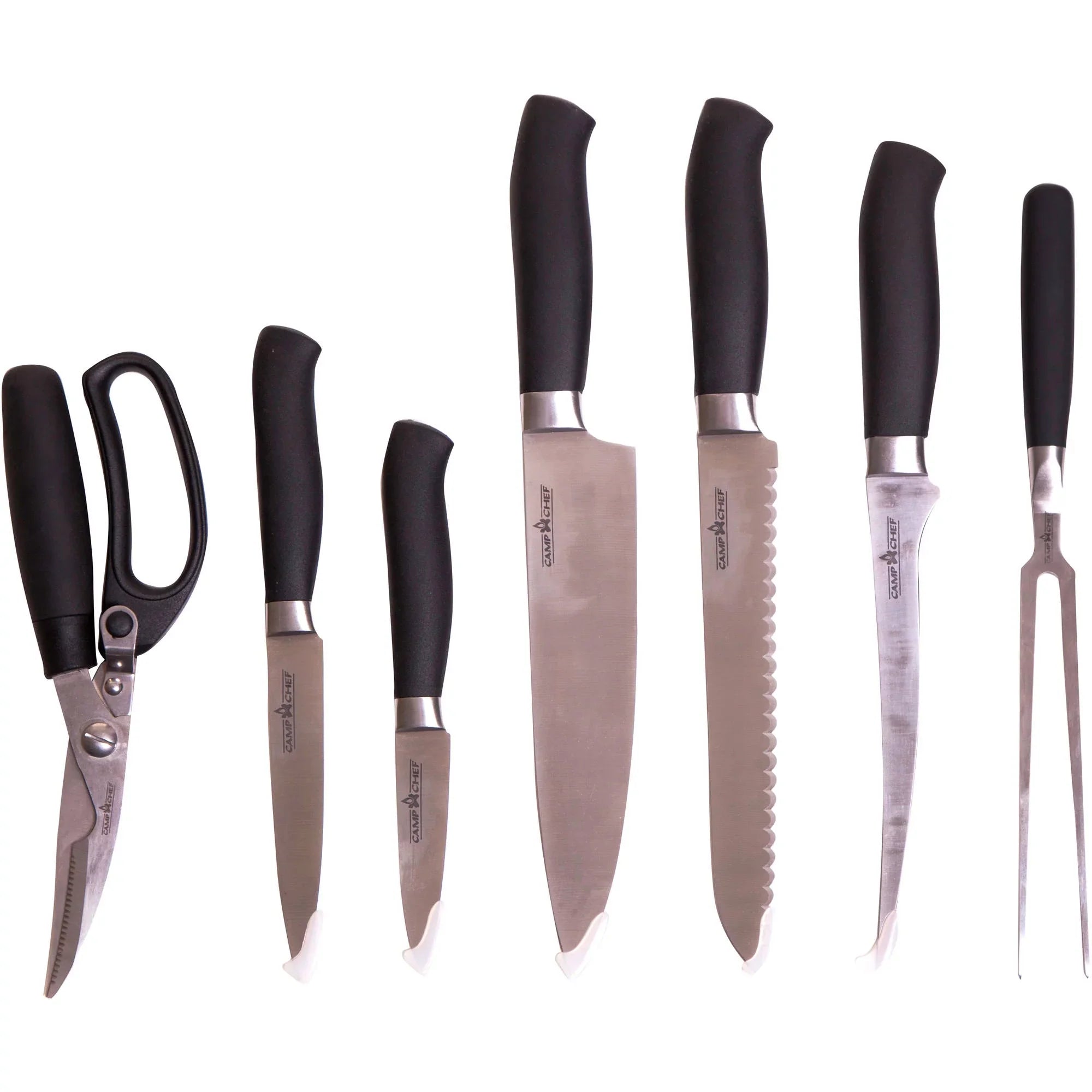 Camp Chef 9 Piece Professional Knife Sizeet - KSizeET9, Includes 8" Chef Knife, 7" Fillet Knife, 8" Bread Knife, 5" Utility Knife, 3" Pairing Knife